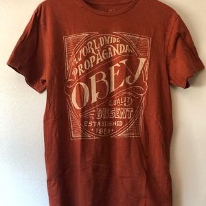 Men’s Obey Propaganda Graphic T-Shirt Orange Art L